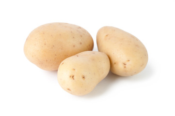 Three potatoes isolated on white