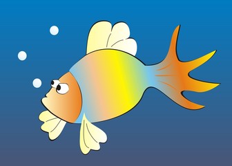 fish, neon color, blue background, vector illustration