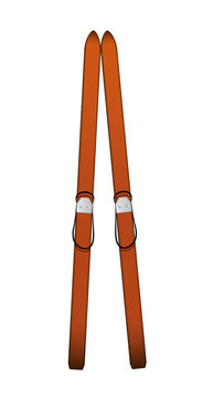 Pair of old wooden alpine skis