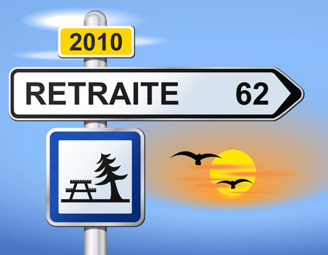 Panneau Retraite &agrave; 62 ans