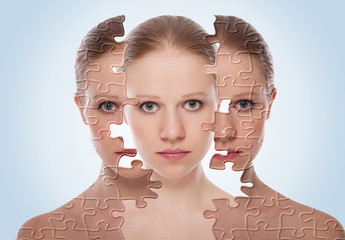 concept of cosmetic effects, treatment and skin care.  face of y