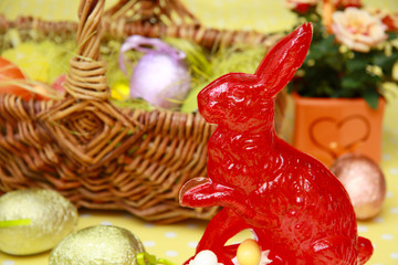 roter Osterhase & Osternest