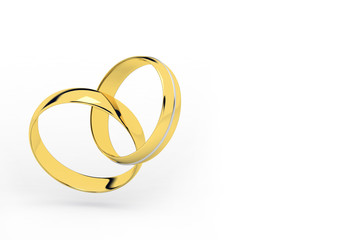 3d golden wedding rings