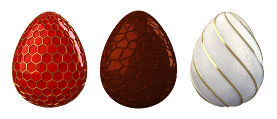 Decorative easter eggs , isolated on white