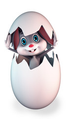 Easter bunny  comming outside of the egg