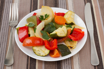 grilled vegetables on the plate