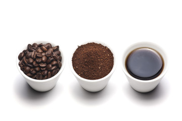 Coffee cup and coffee beans