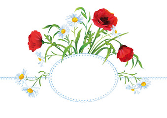 Greeting card with colorful flower bouquet and place for text