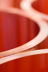 Сloseup of copper sheets in rolls