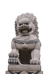 Statue of a lion on a white background