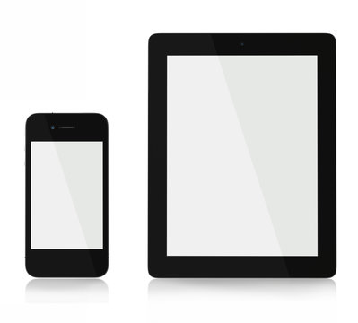 Ipad and iphone front on blank