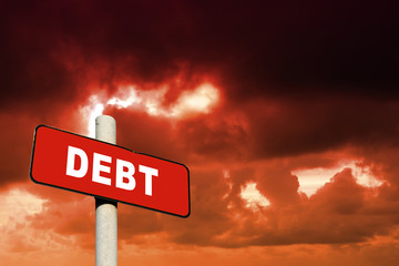 Red debt sign