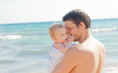 mit papa am strand