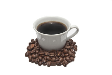 Coffee cup and coffee beans