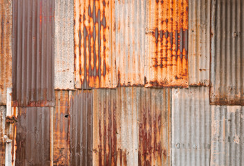 Rusty corrugated metal wall