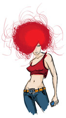 SKETCH. fashion girl. Hand-drawn fashion model