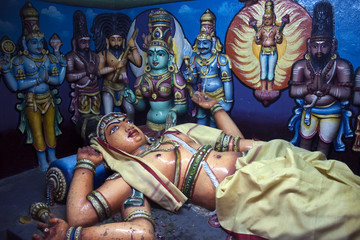 Manifestations of the lord Shiva in a hindu temple