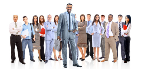 Obraz premium business man and his team isolated over a white