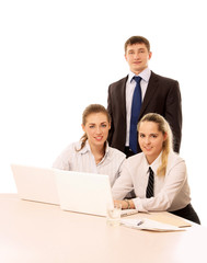 Fototapeta premium A group of people is working as a business team at the table