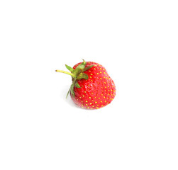 single fresh red strawberry isolated on white background