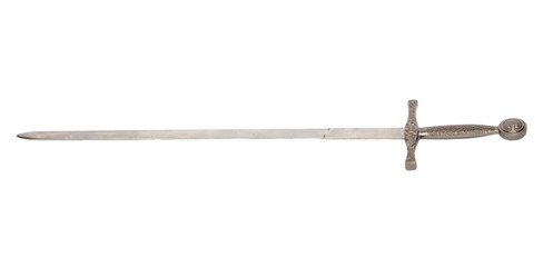 A highly detailed ornamental dagger isolated on white with clipp