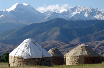 Nomads' yurts in the Tian Shan mountains