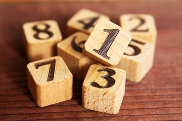 wooden cubes with numbers