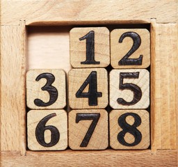 wooden cubes with numbers