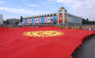 Giant Kyrgyz flag in Ala Too Square