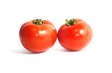 two tomato isolated on white background.
