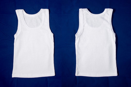 wrinkled blank white t-shirts, fronts and backs.