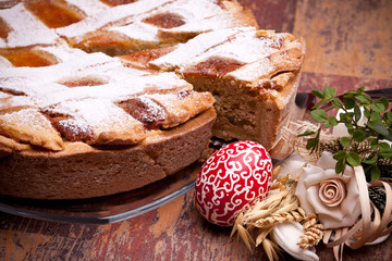 Homemade Pastiera And Painted Egg