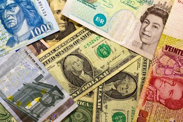 Obraz premium Banknotes from different countries in the world