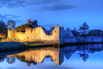 Ruins of the castle in Adare at night, Co. Limerick - Ireland