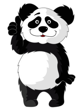 Panda cartoon waving hand