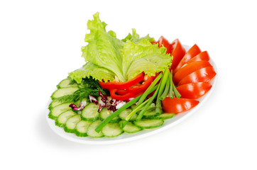 salad. vegetable cutting. isolated on white background