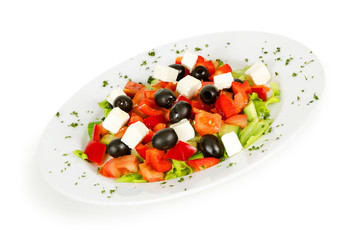 greek salad isolated on white background