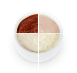 sauce mix isolated on white background. collage