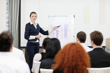 business woman giving presentation