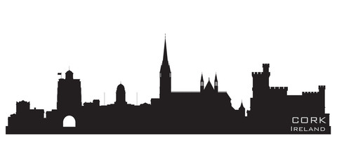 Cork, Ireland skyline. Detailed vector silhouette