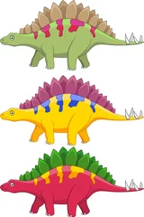 Stickers pour porte Dinosaures Caricature de stégosaure