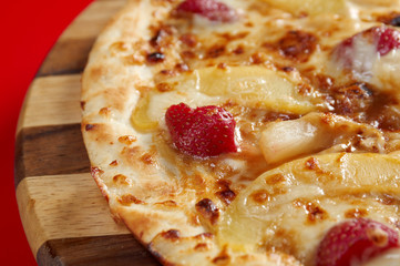 Pizza sweet with strawberries