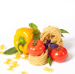 Tomato, macaroni red and green basil