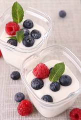 yogurt and fruits