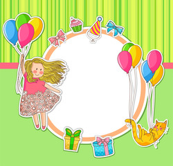 frame decorated with birthday doodles