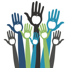 Obraz premium Healthy apple hands design.