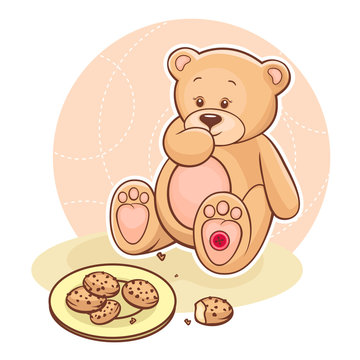 Teddy Beareating cookies