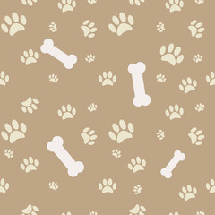 Background with dog paw print and bone