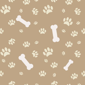 Background with dog paw print and bone