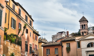 Fototapeta na wymiar Street scene from Trastevere district of Rome, Italy